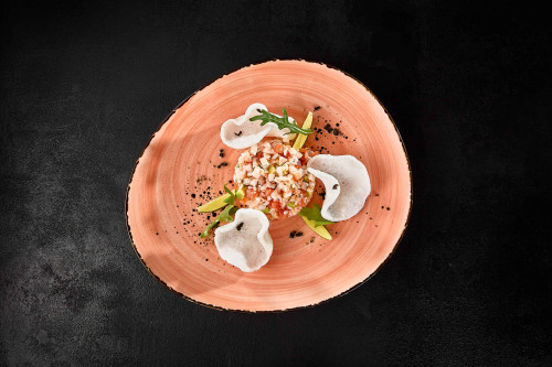 Tartaar van scampi met rijstchips