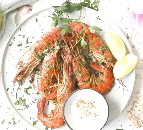 Gamba’s a la plancha met aiolidip