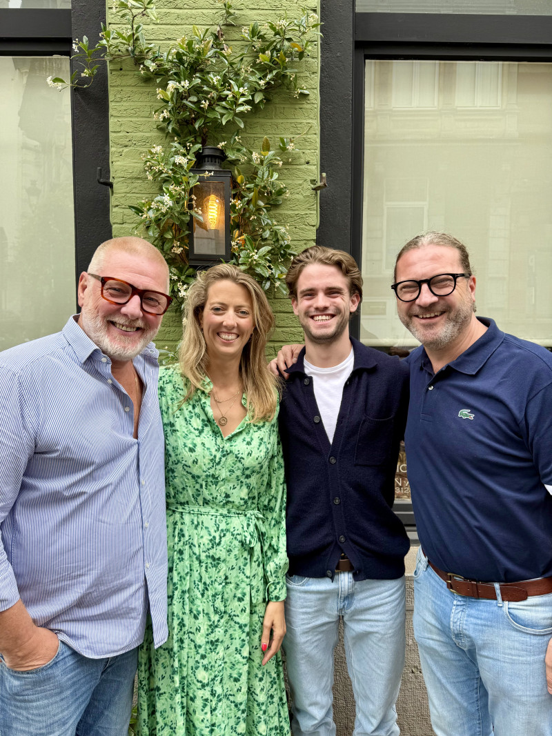vlnr Gérald Watelet, Delphine Roberti, Kaj Bosmans, Aad Bosmans
